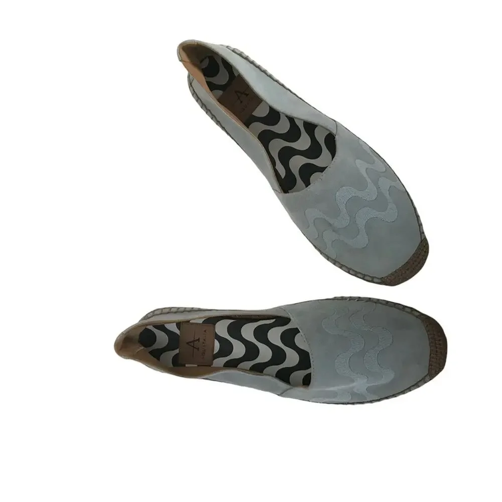 Aquatalia Isela Espadrille Slip On Suede Leather Sky Blue 10 New